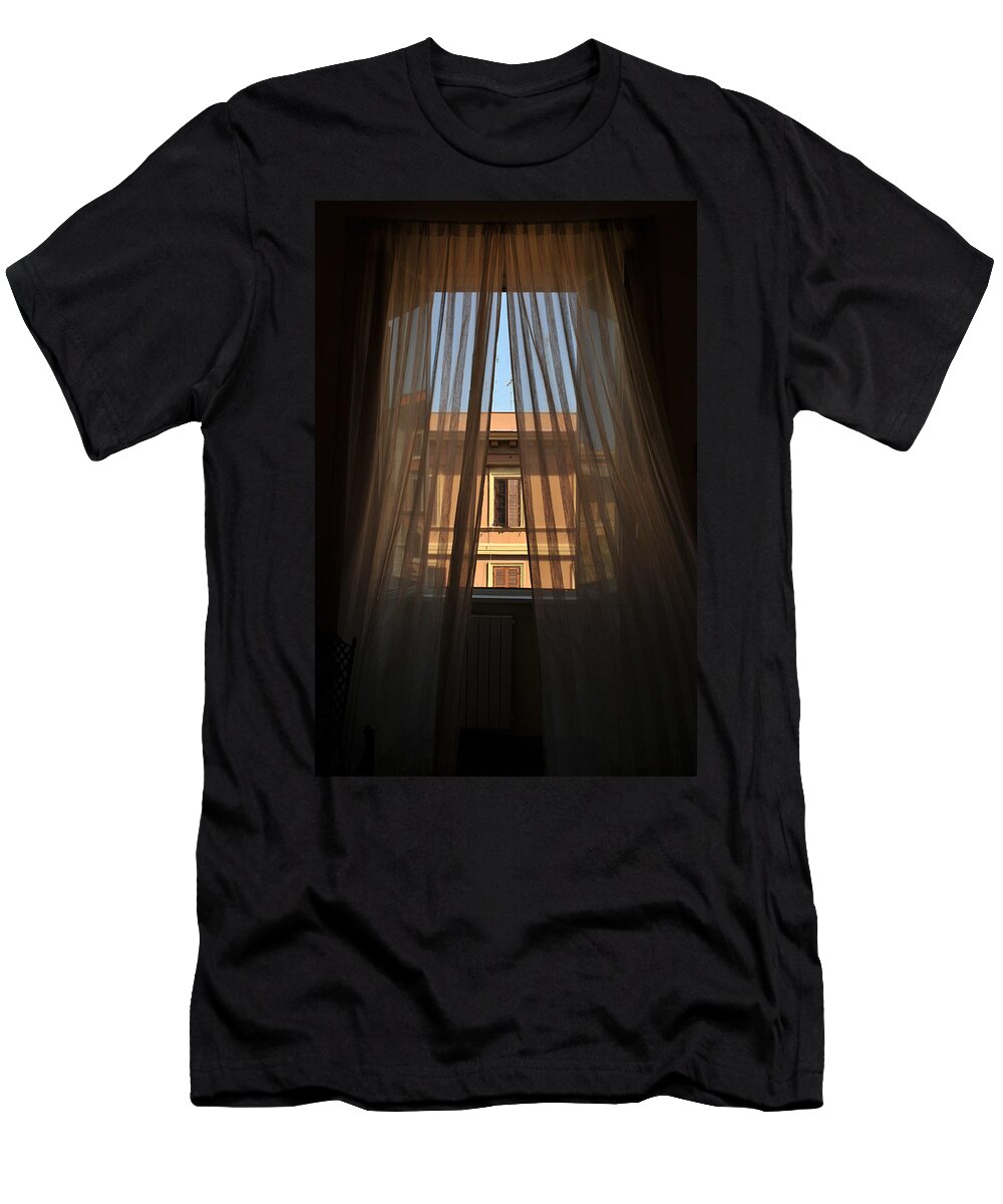 Rome Window Curtain Shutters T-Shirt featuring the photograph Window on Rome by Susie Rieple