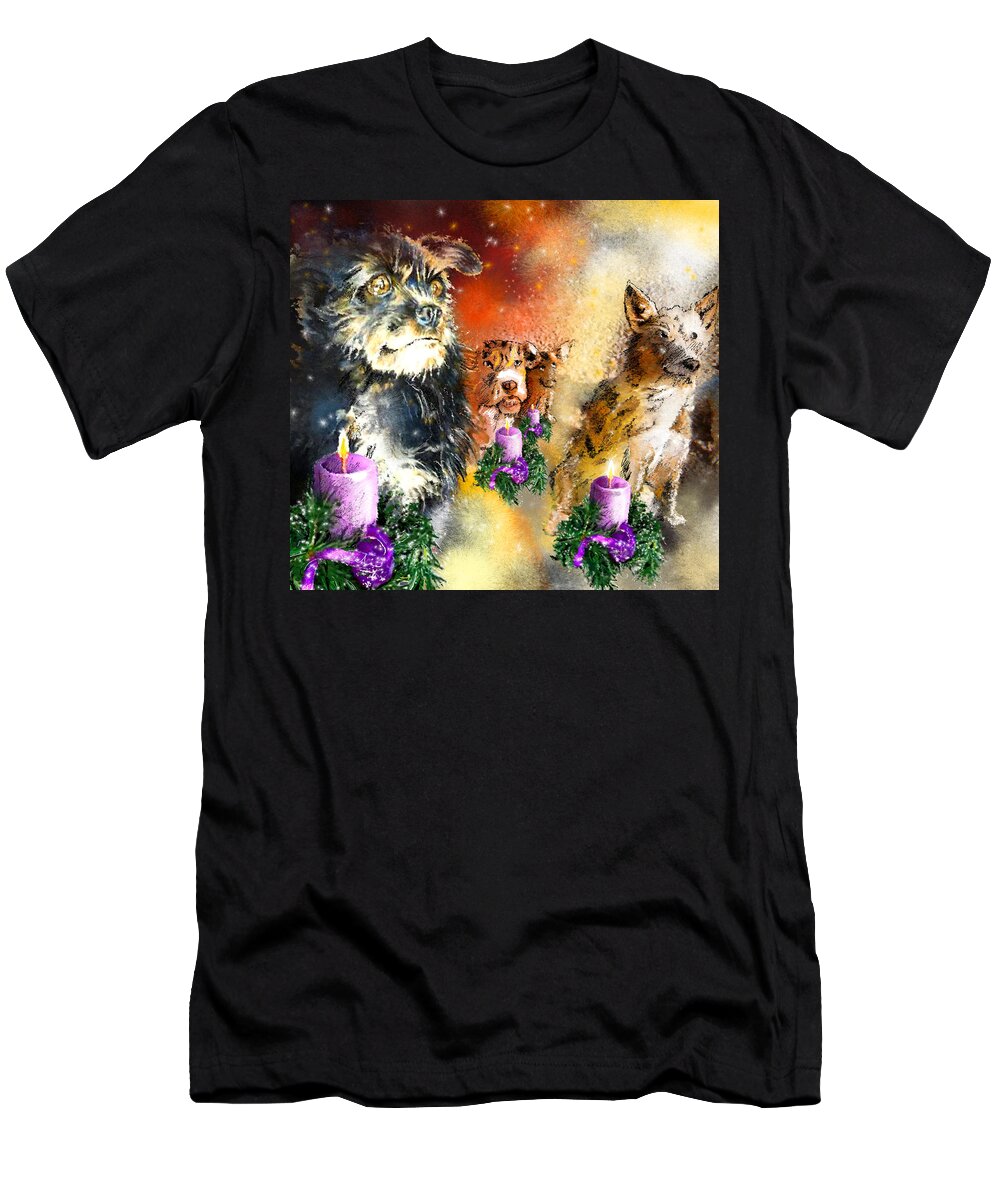 Advent Art T-Shirt featuring the painting Wishing You a Blessed Advent by Miki De Goodaboom