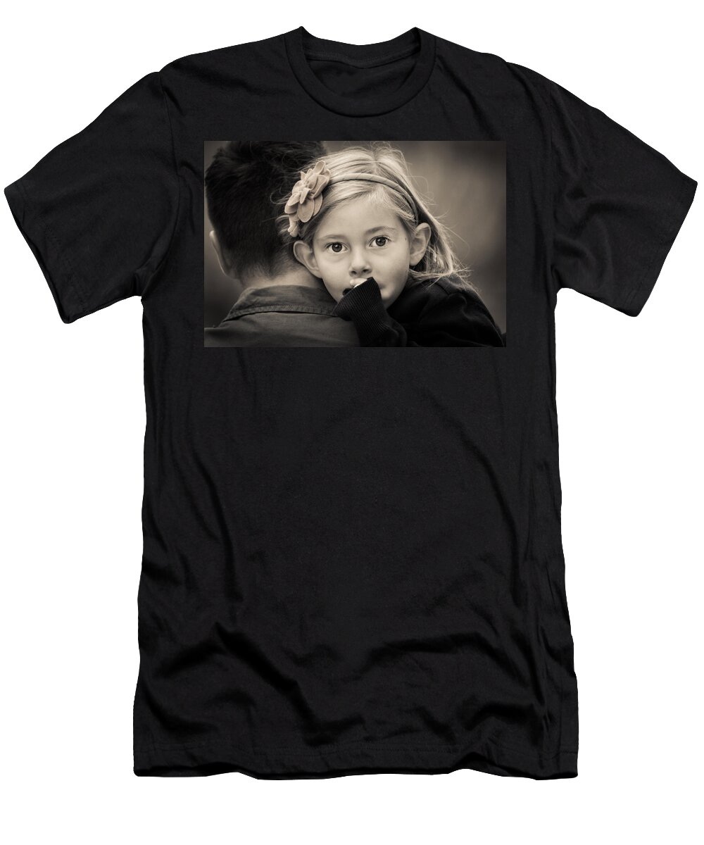 Bill Pevlor T-Shirt featuring the photograph With Dad - B and W by Bill Pevlor