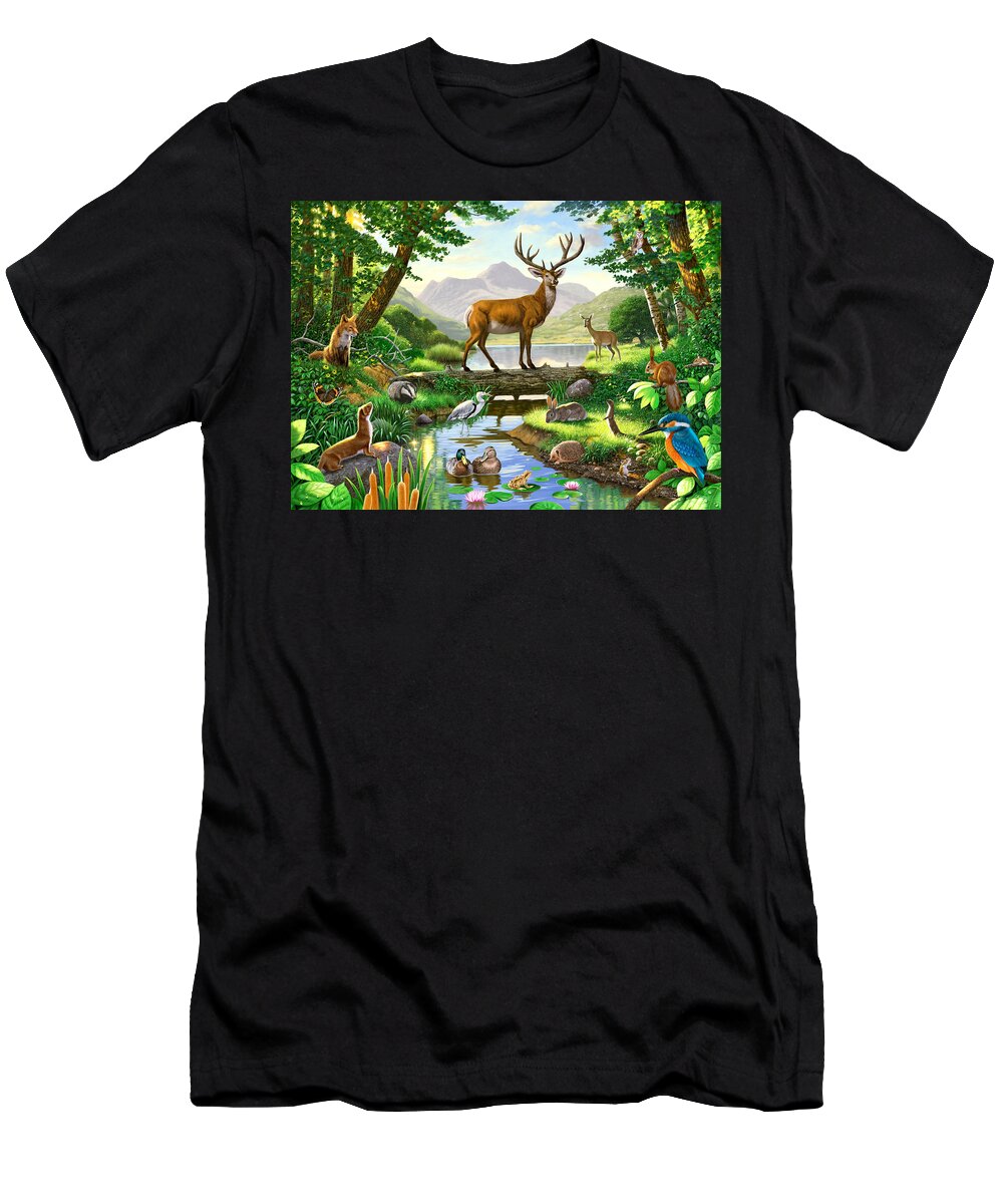 Animal T-Shirt featuring the photograph Woodland Harmony by MGL Meiklejohn Graphics Licensing