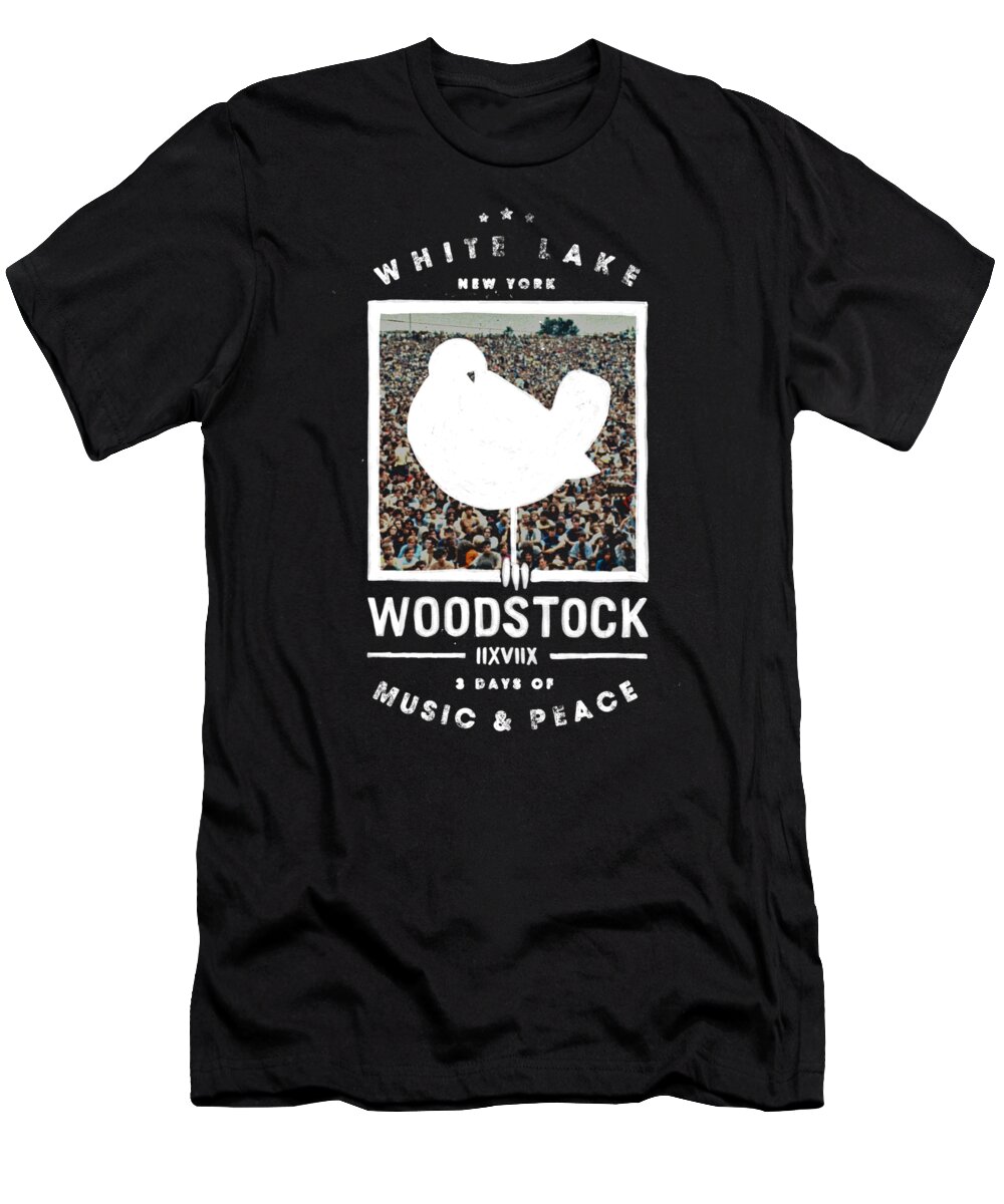  T-Shirt featuring the digital art Woodstock - Birds Eye View by Brand A
