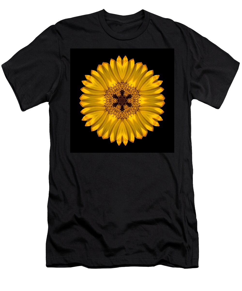 Flower T-Shirt featuring the photograph Yellow African Daisy Flower Mandala by David J Bookbinder