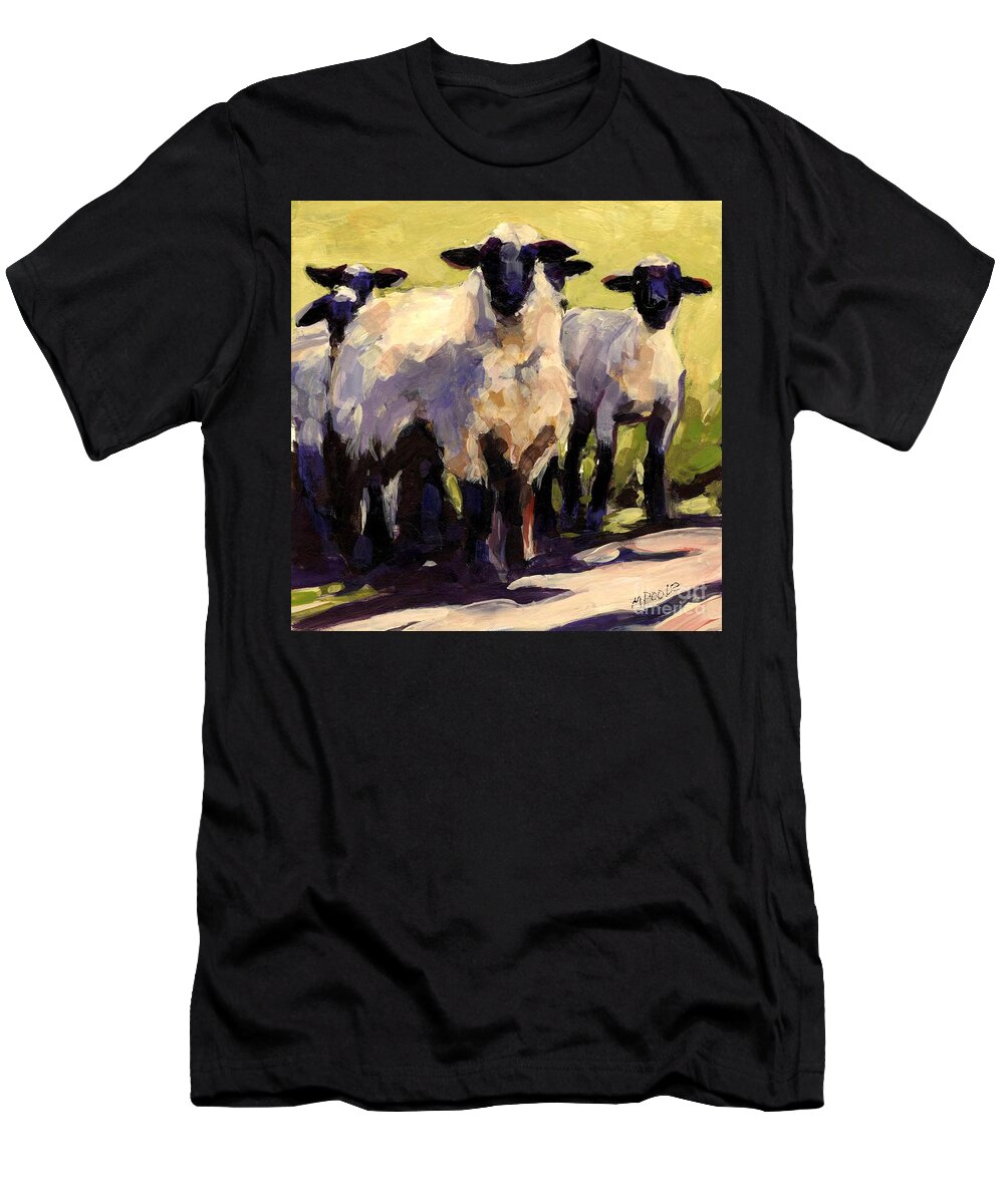 Sheep T-Shirt featuring the painting You First by Molly Poole