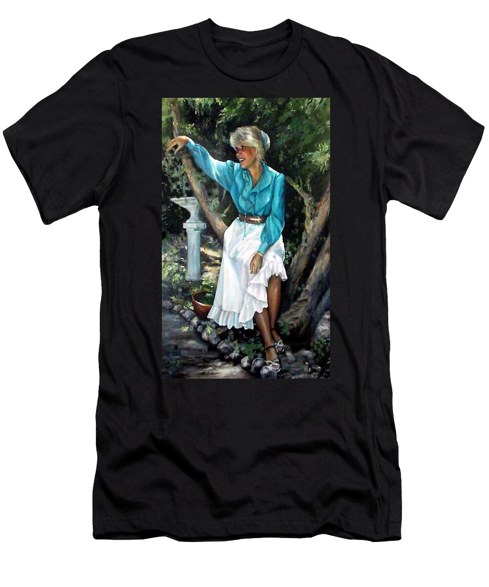 Self Portrait T-Shirt featuring the painting Young Self Portrait by Donna Tucker