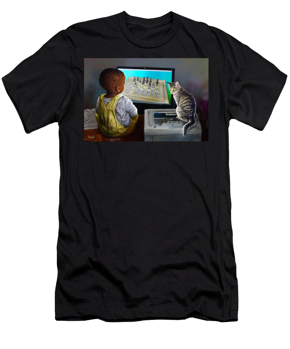Digital T-Shirt featuring the painting Your Move by Anthony Mwangi