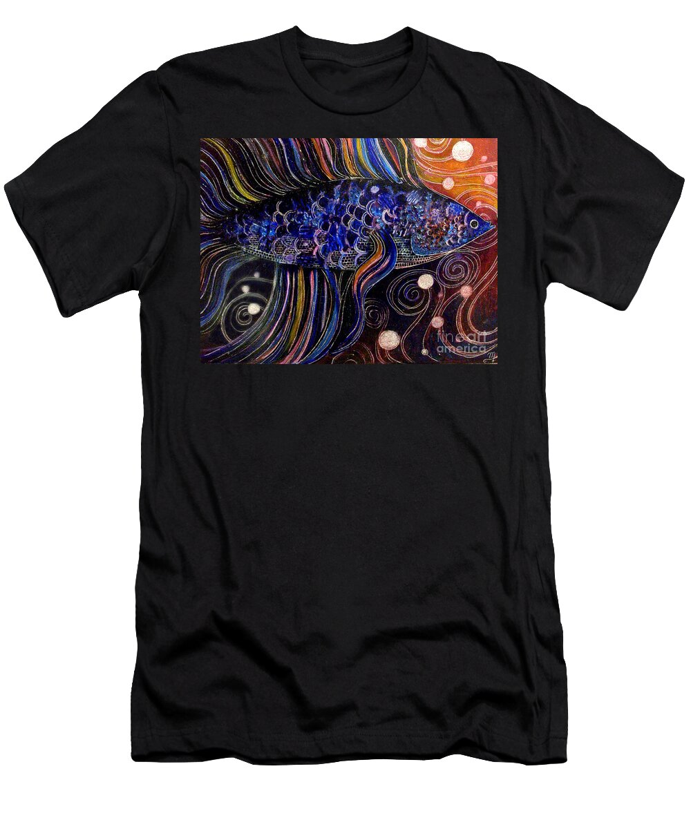 Fish T-Shirt featuring the painting Beta by Monica Furlow