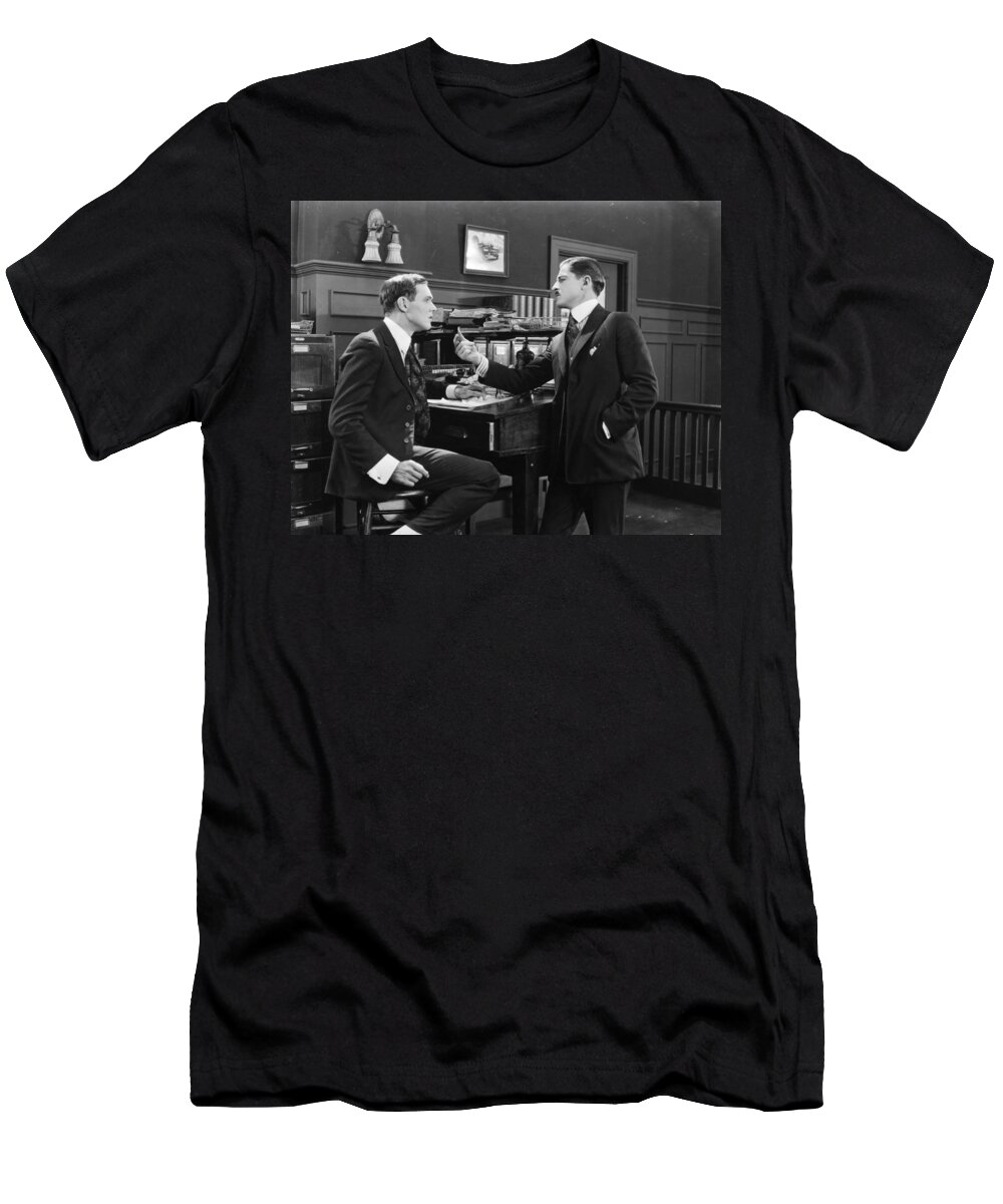 -offices- T-Shirt featuring the photograph Silent Film Still: Offices #1 by Granger