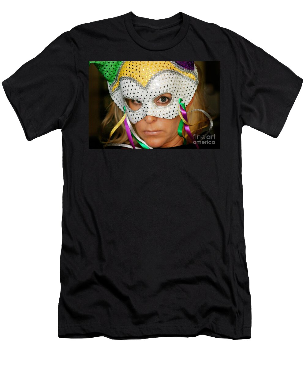 Young T-Shirt featuring the photograph Blond Woman With Mask #2 by Henrik Lehnerer