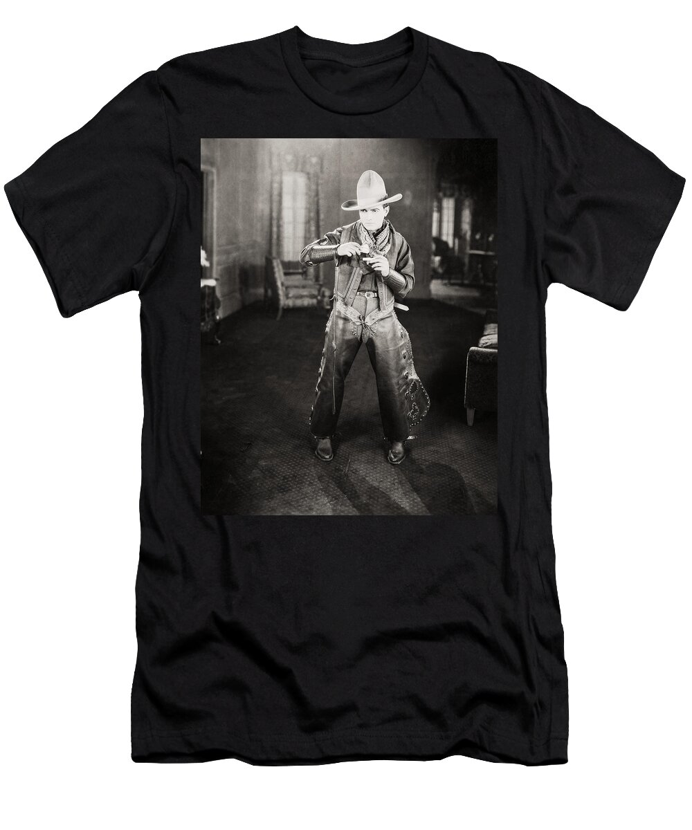 -cowboys- T-Shirt featuring the photograph Silent Film Still: Cowboys #2 by Granger