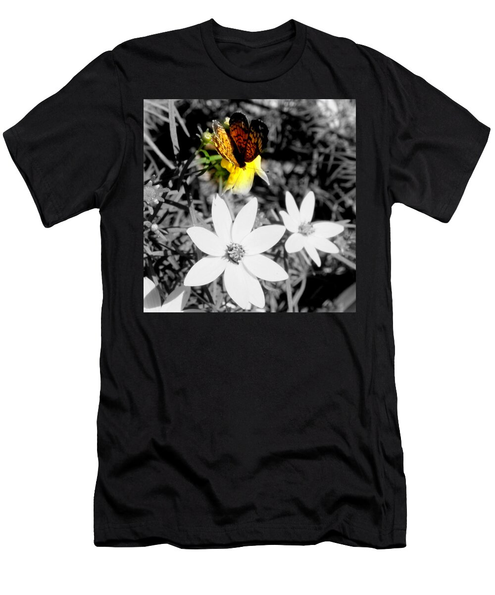 Butterfly T-Shirt featuring the photograph A touch of color by Kim Galluzzo