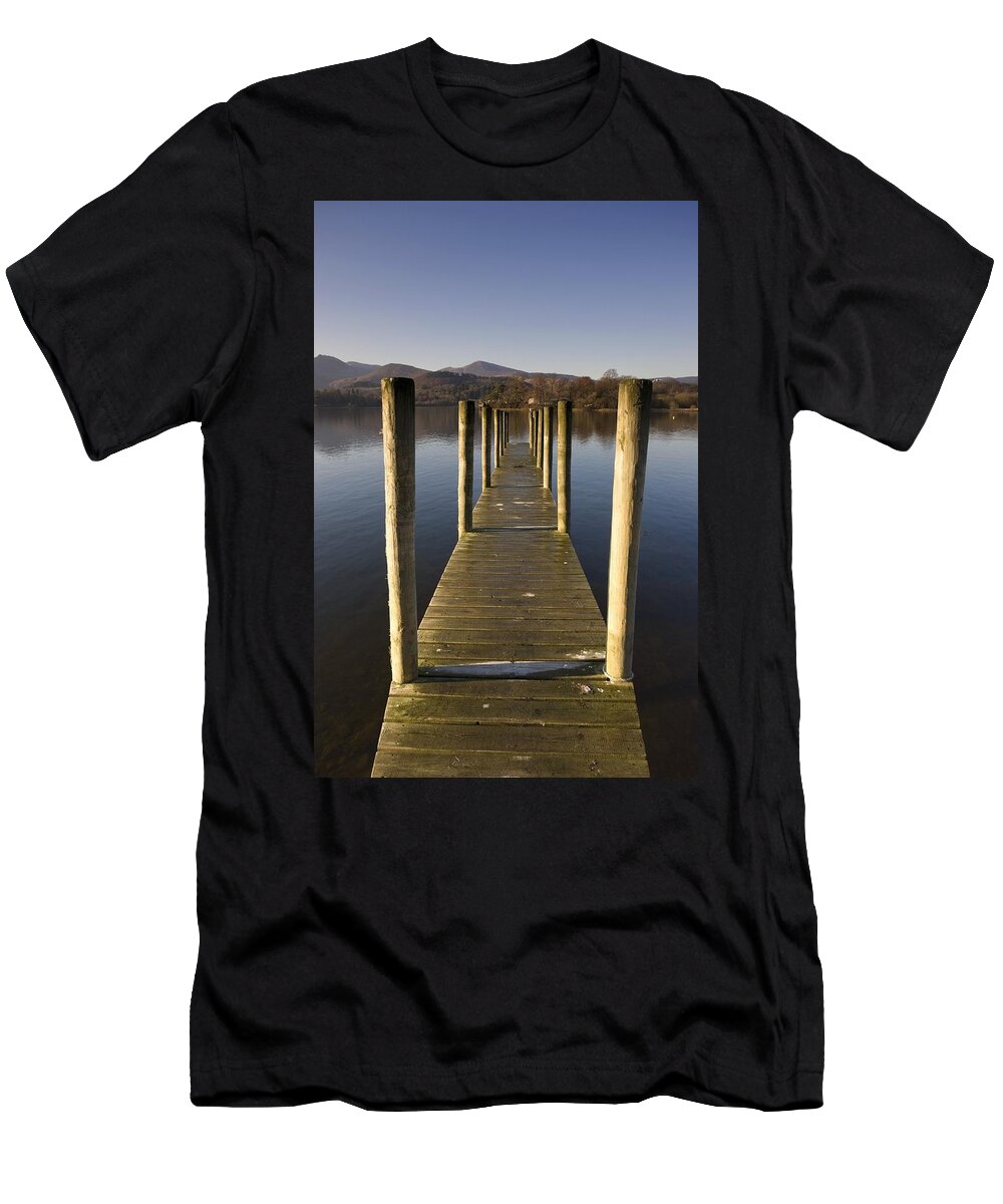 Color T-Shirt featuring the photograph A Wooden Dock Going Into The Lake by John Short