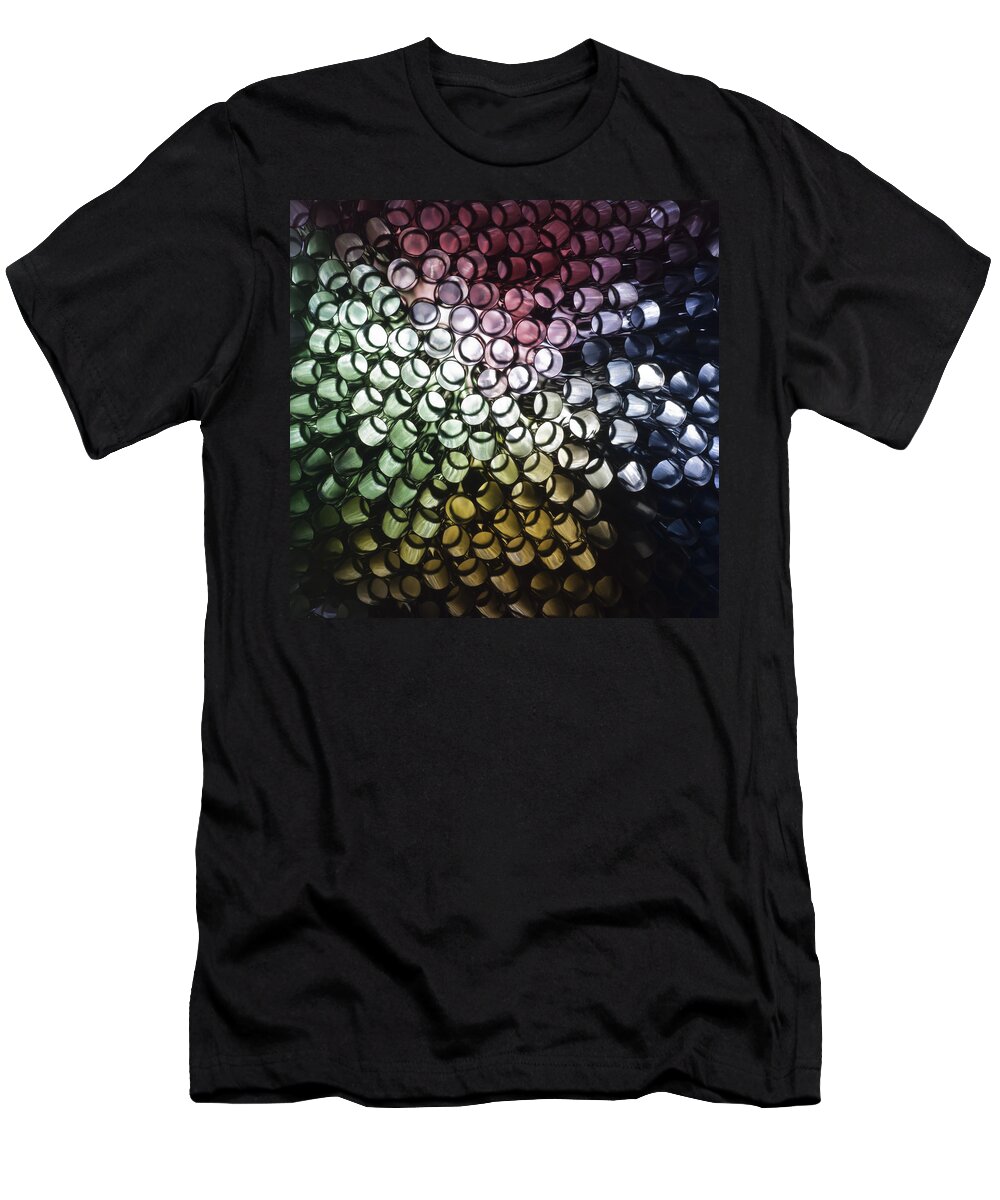 Coloured Drinking Straws T-Shirt featuring the photograph Abstract Straws by Steve Purnell