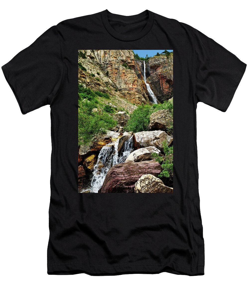 Apikuni Falls T-Shirt featuring the photograph Apikuni Falls by Greg Norrell