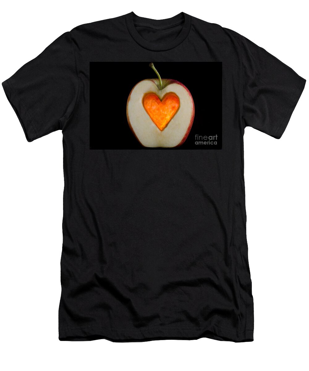 Apple T-Shirt featuring the photograph Apple with a heart by Mats Silvan