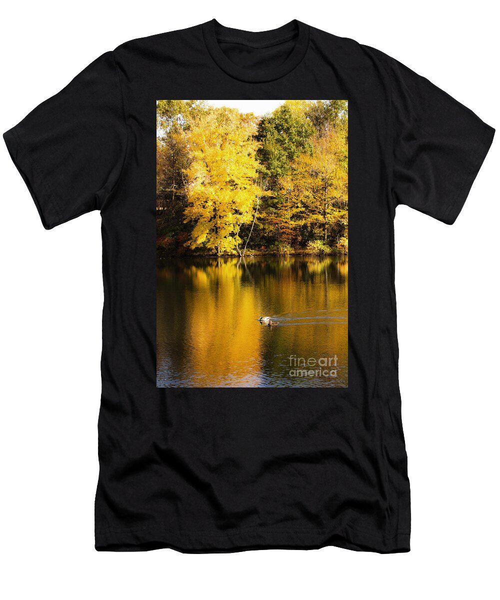 Autumn T-Shirt featuring the photograph Autumn Pond by Leslie Leda