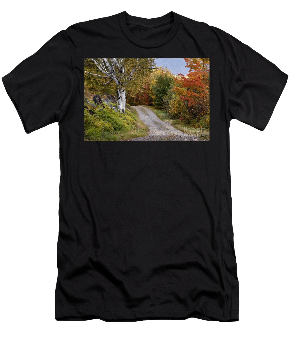 Gravel T-Shirt featuring the photograph Autumn Road - D005840 by Daniel Dempster