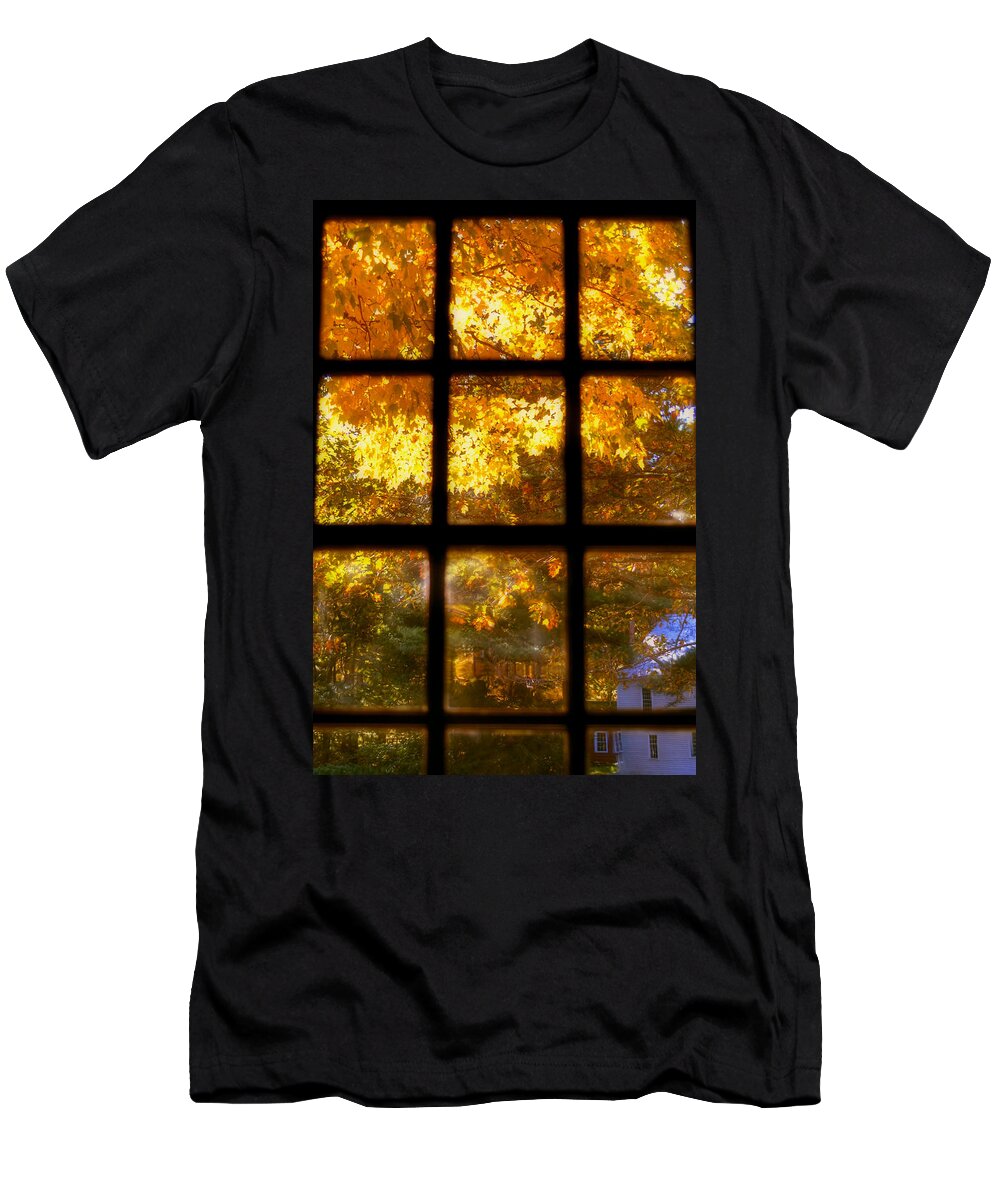 Window T-Shirt featuring the photograph Autumn Window 2 by Joann Vitali