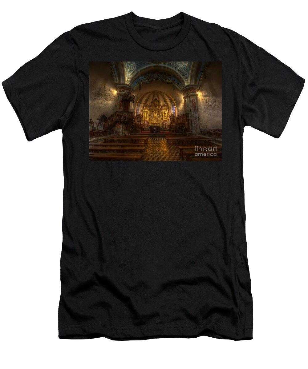 Clare Bambers T-Shirt featuring the photograph Baroque Church in Savoire France by Clare Bambers