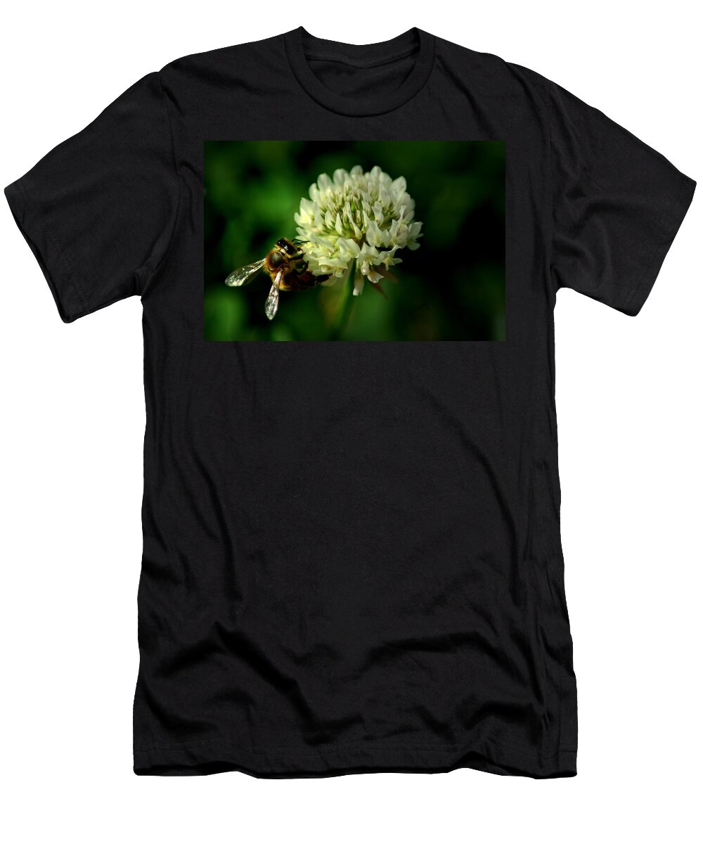 Bee T-Shirt featuring the photograph BeeFlower2 by David Weeks