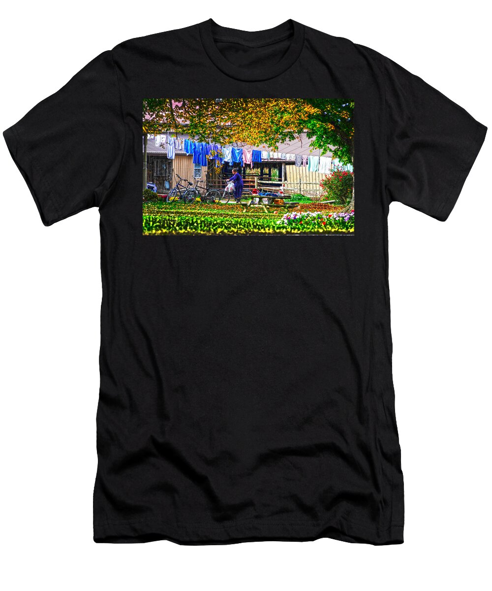 Amish Wash T-Shirt featuring the photograph Bicycles Bassinets by Randall Branham