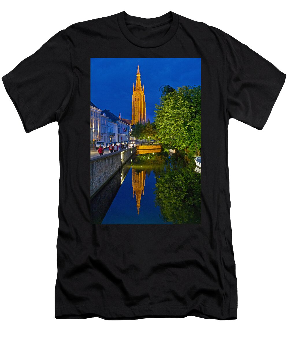 Europe T-Shirt featuring the photograph Brugge at night by David Freuthal