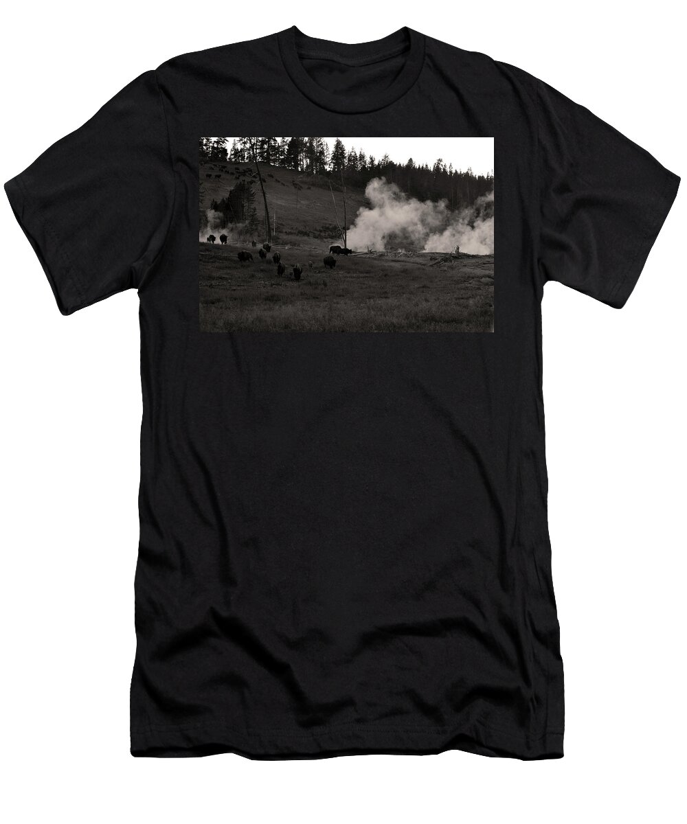 Nature T-Shirt featuring the photograph Buffalo Apocalypse by La Dolce Vita