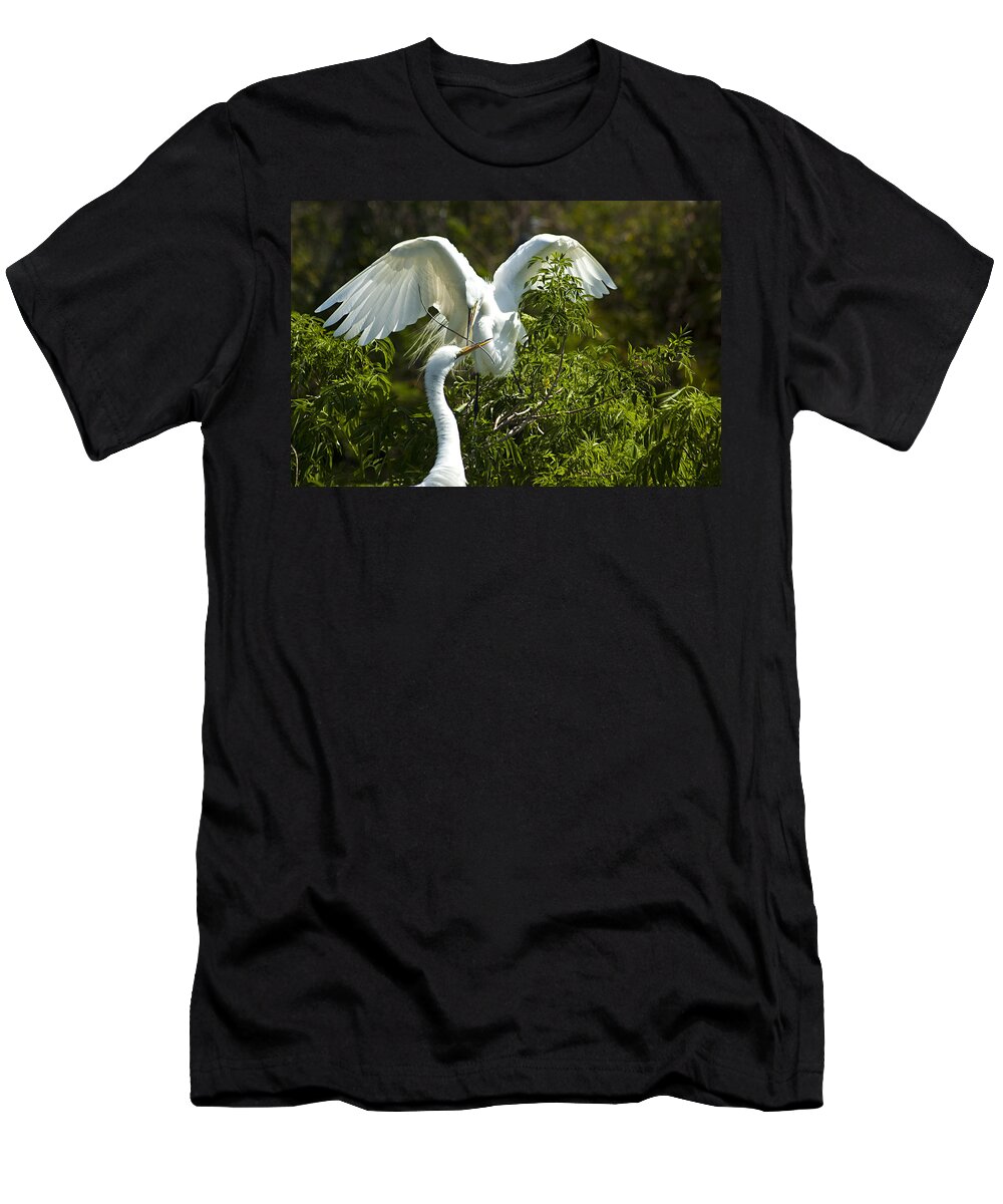 Great White Egrets T-Shirt featuring the photograph Building Our Home by Carolyn Marshall