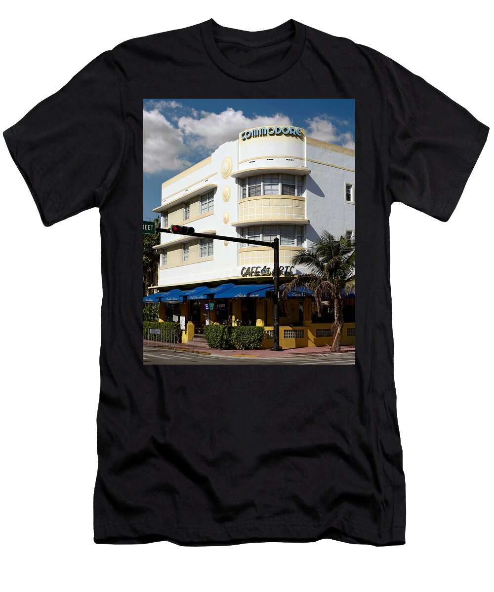 Art Deco District Miami Beach T-Shirt featuring the photograph Cafe des Arts. Miami. FL. USA by Juan Carlos Ferro Duque