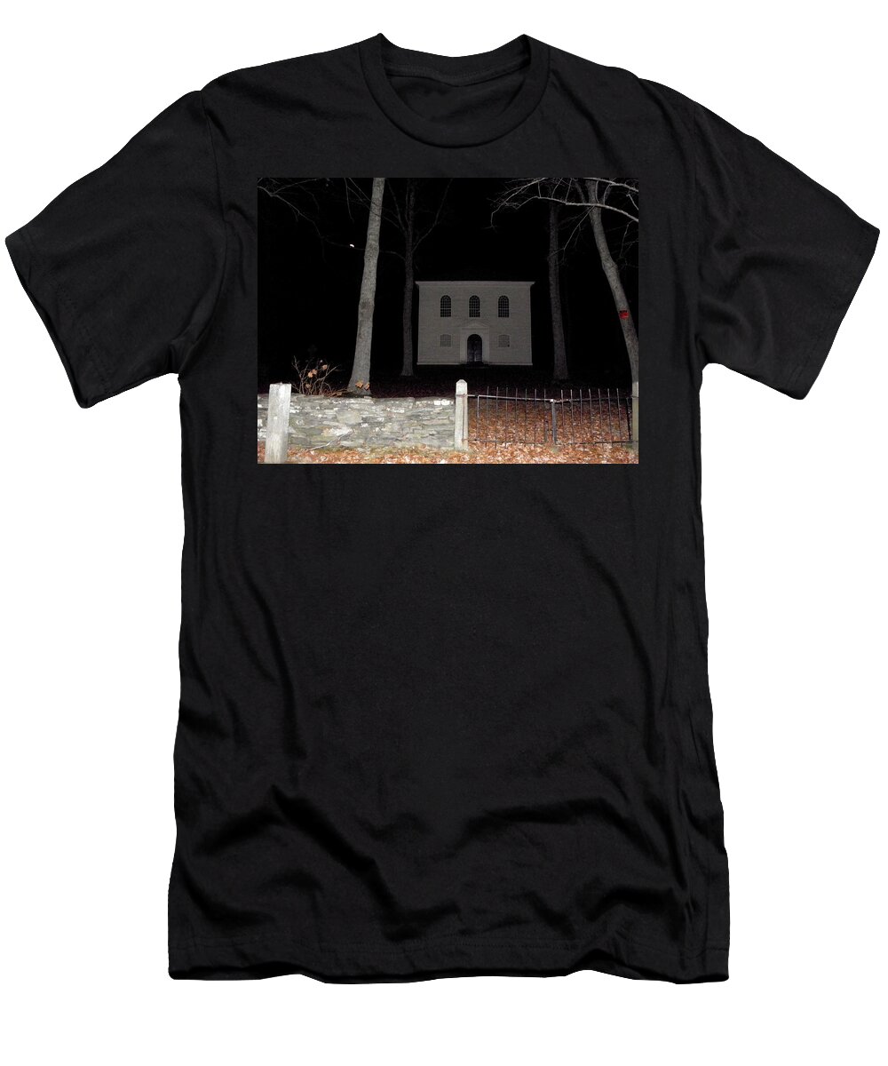 Cemetery T-Shirt featuring the photograph Cemetery on a full moons night by Kim Galluzzo Wozniak