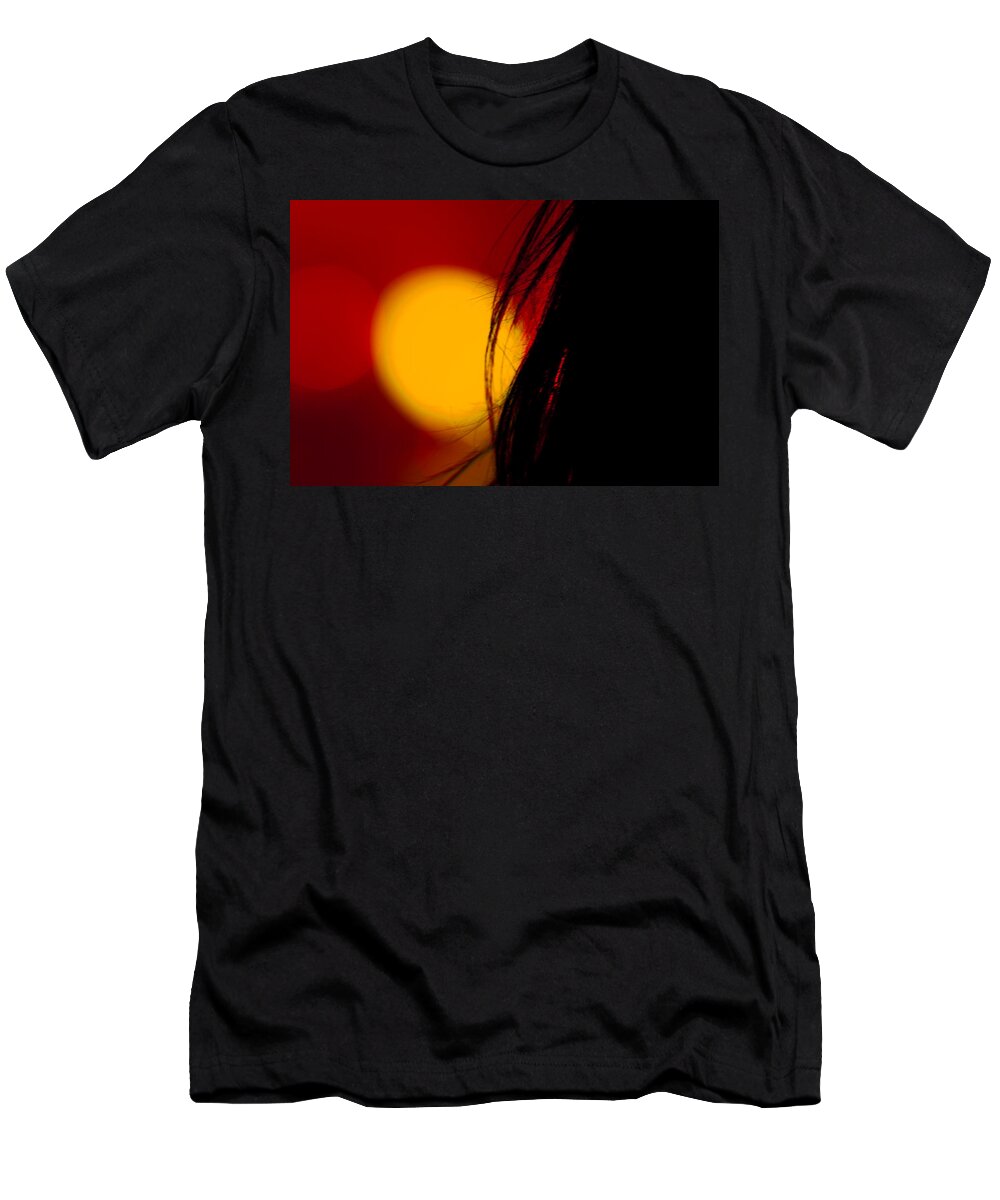 Abstract Color Bokeh Lights Shadow Hair Silhouette T-Shirt featuring the photograph Concert Silhouette by Tom Gort
