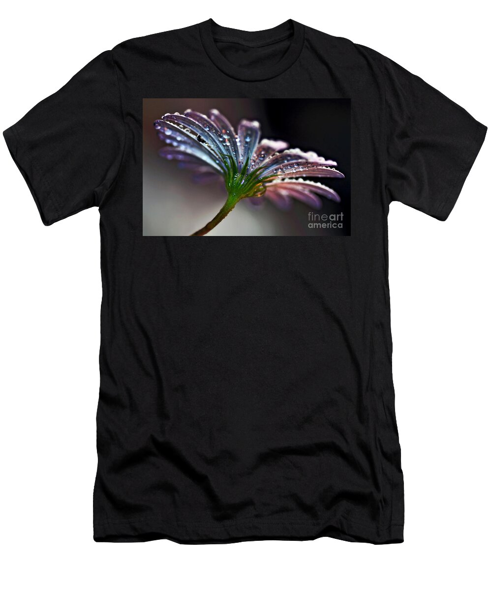 Photography T-Shirt featuring the photograph Daisy Abstract with Droplets by Kaye Menner