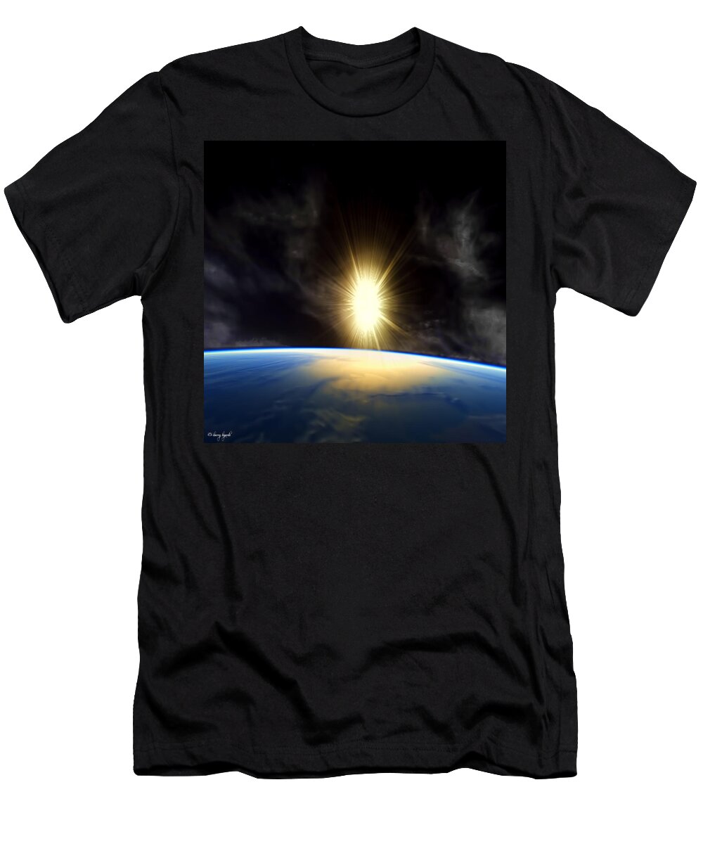 Day 1 - God Created Light And Separated The Light From The Darkness T-Shirt featuring the photograph Day 1 by Lourry Legarde