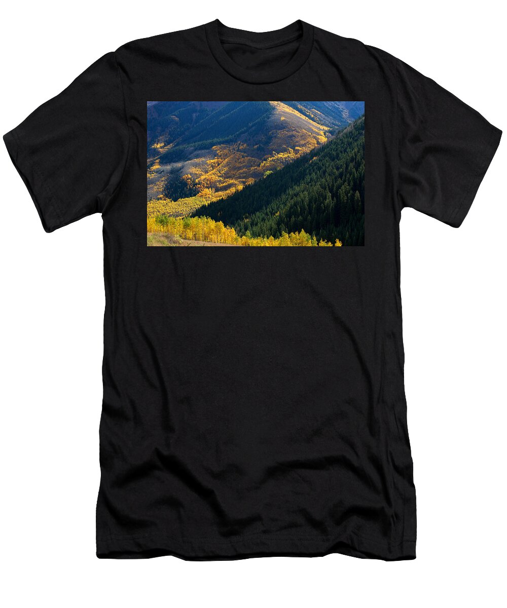 Aspen Bole Canvas Print T-Shirt featuring the photograph Downhill Flow by Jim Garrison