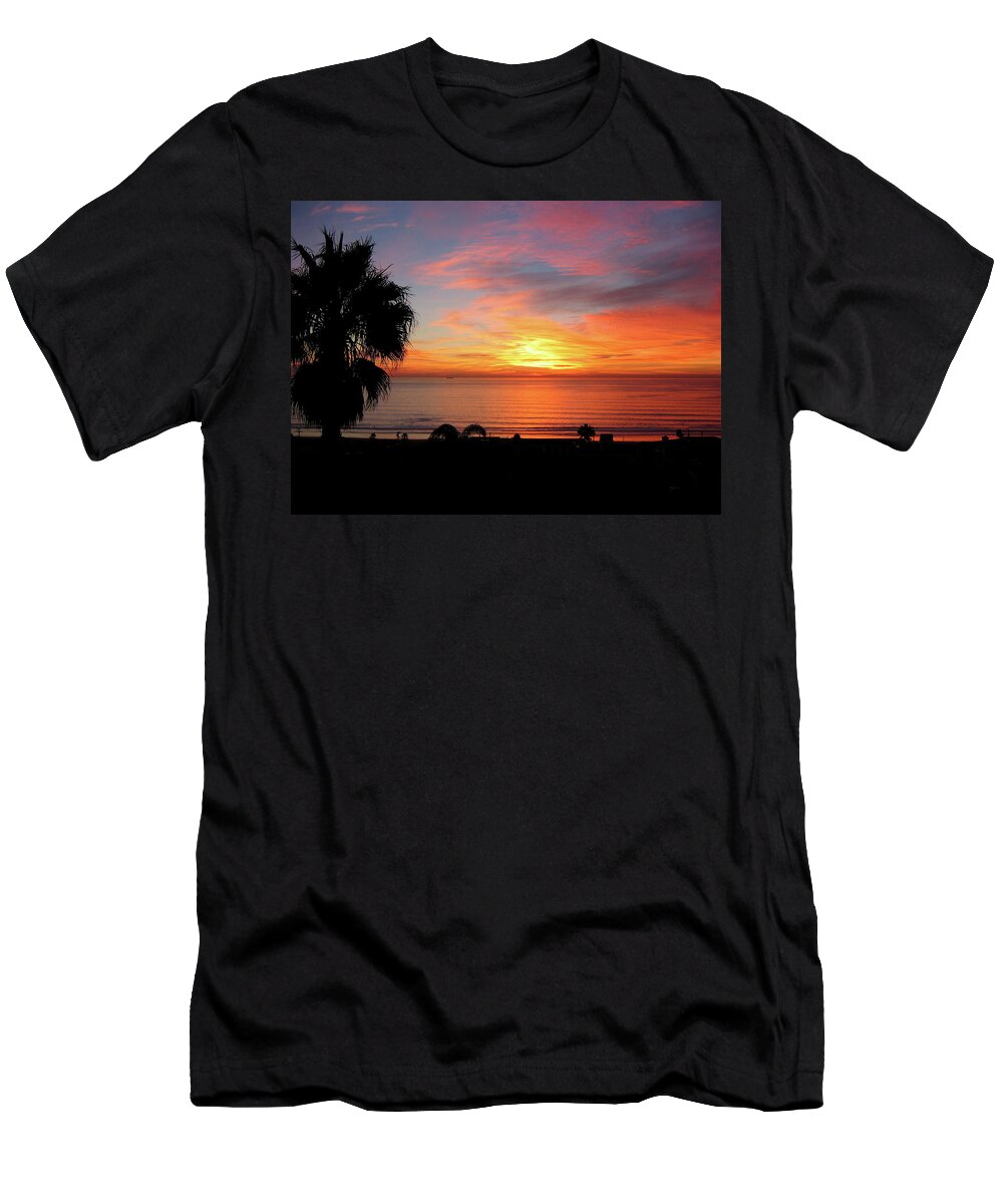 El Porto T-Shirt featuring the photograph Tangerine Sunset by Lorraine Devon Wilke