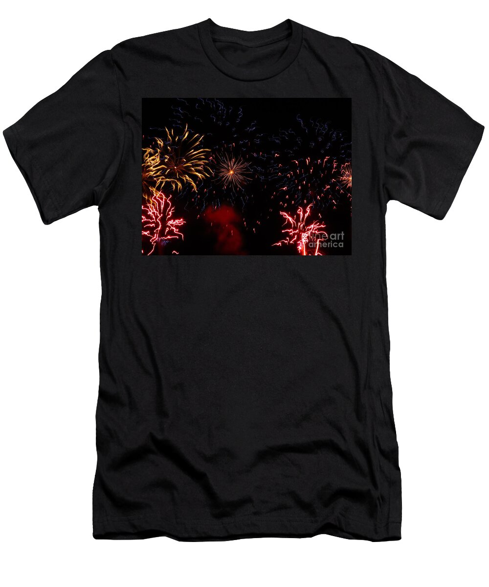 Oshkosh T-Shirt featuring the photograph Fireworks at Oshkosh Airventure 2012. 01 by Ausra Huntington nee Paulauskaite