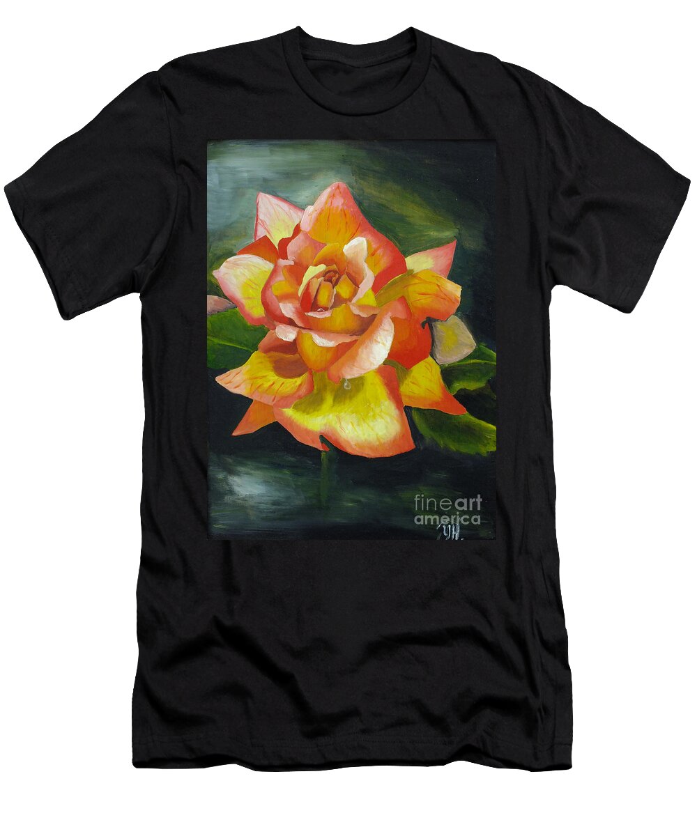 Rose T-Shirt featuring the painting Glowing Peace by Yenni Harrison