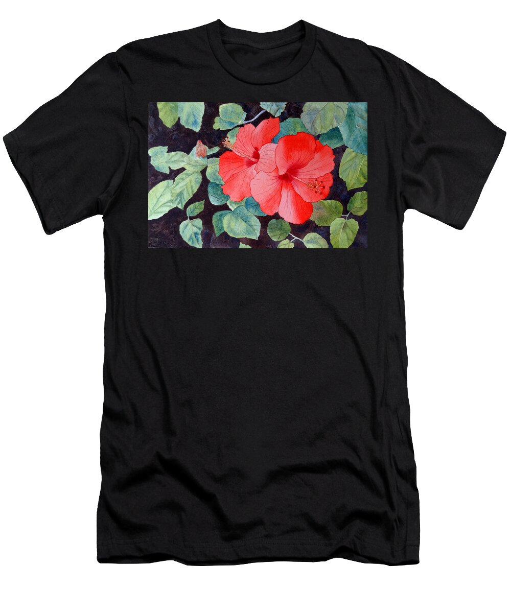 Hibiscus T-Shirt featuring the painting Hibiscus by Laurel Best