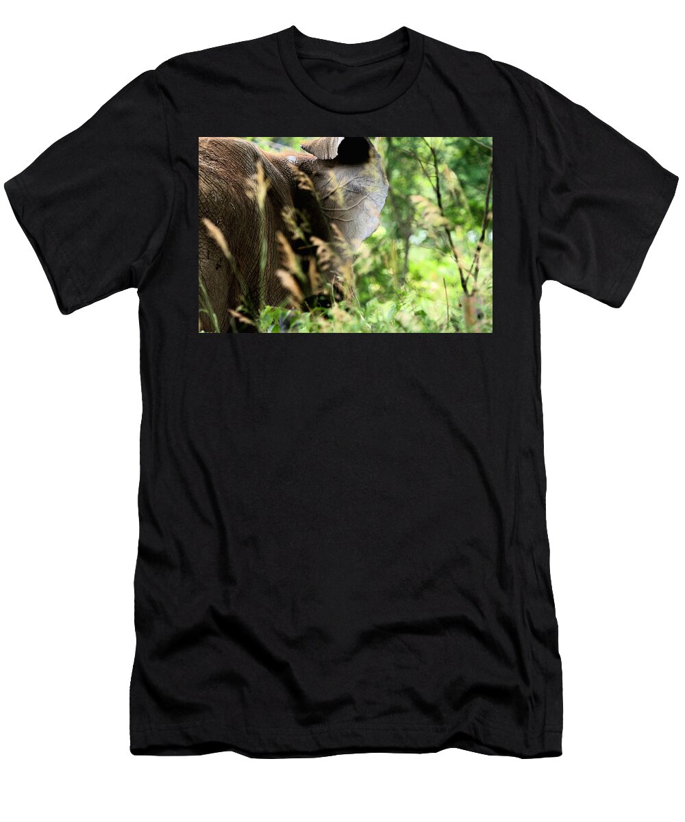 African Elephant T-Shirt featuring the photograph Hidden Patterns Blending In by Angela Rath