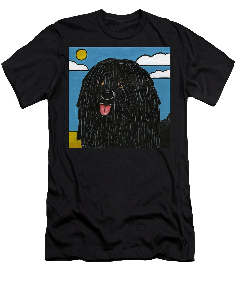 Hungarian Puli T-Shirt featuring the painting Hungarian Puli by Leanne Wilkes