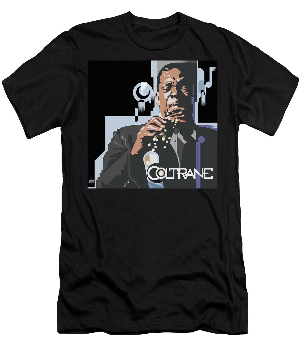 John Coltrane T-Shirt featuring the digital art John Coltrane Abstract by Garth Glazier