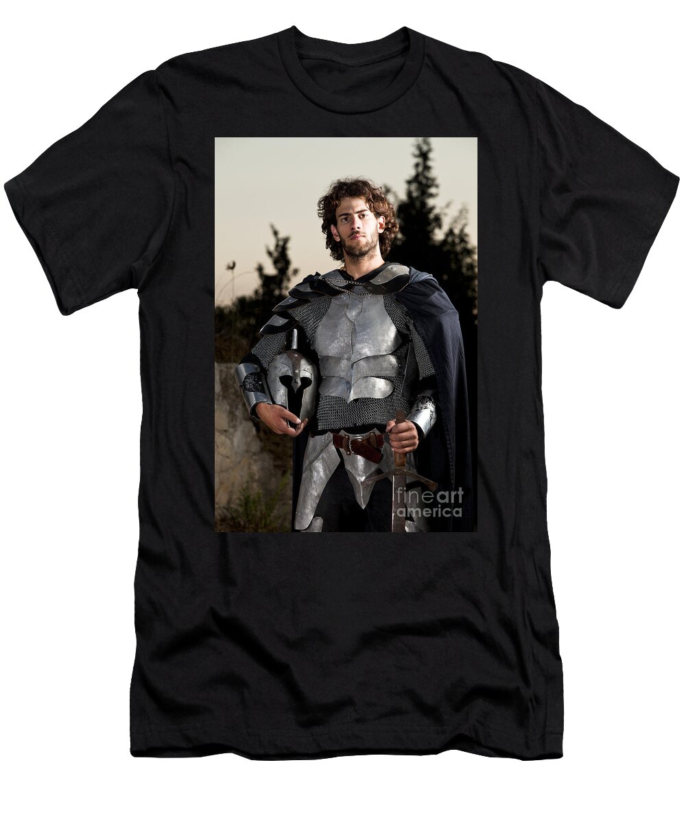 Army T-Shirt featuring the photograph Knight In Shining Armour by Yedidya yos mizrachi