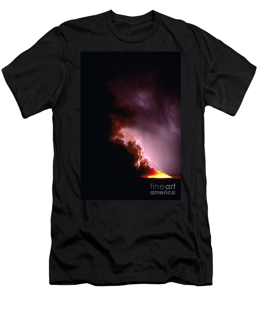 Forest Fire T-Shirt featuring the photograph Lightning Starts a Fire by David R Frazier and Photo Researchers