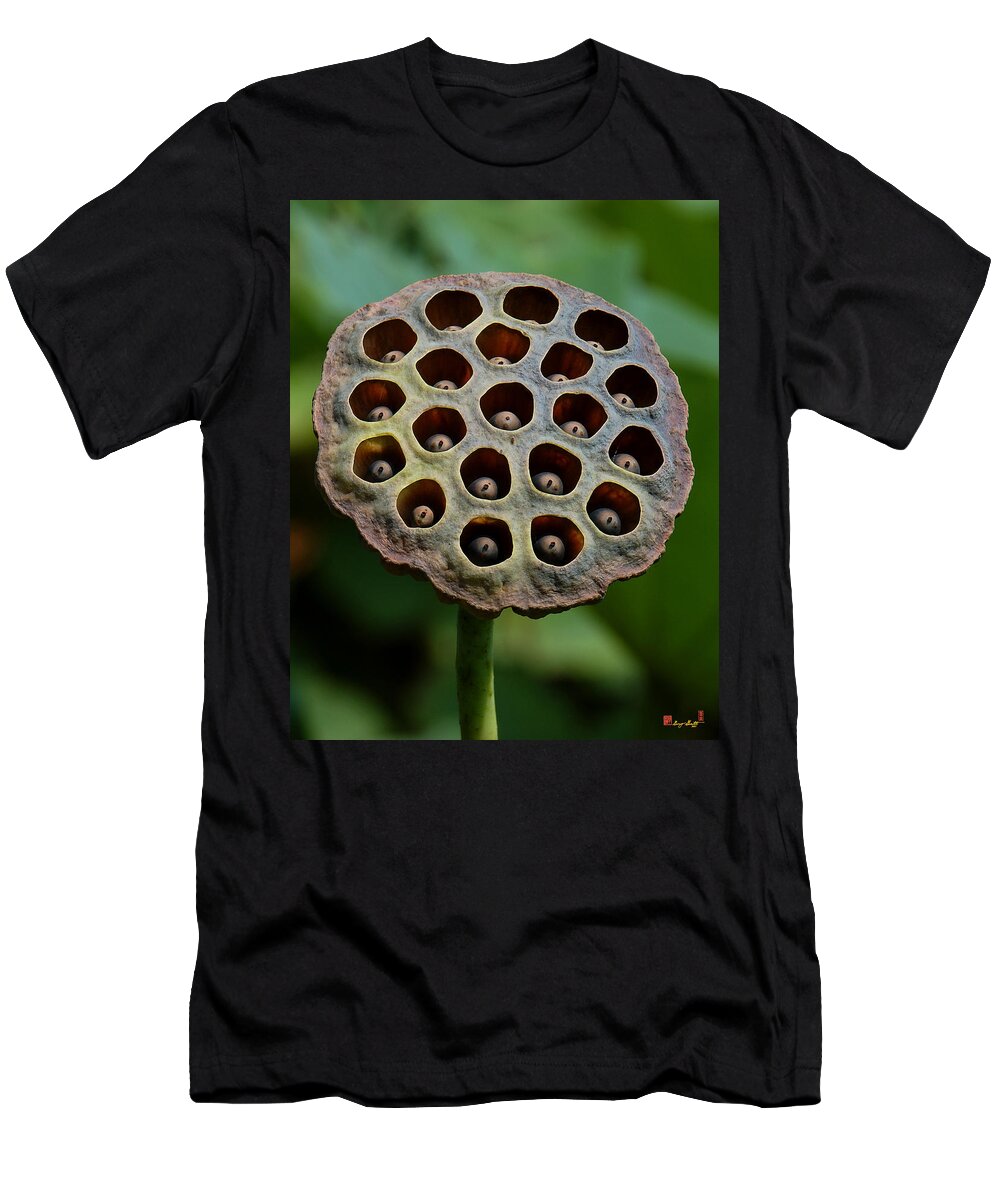 Nature T-Shirt featuring the photograph Lotus Capsule-Timid Fledglings DL053 by Gerry Gantt