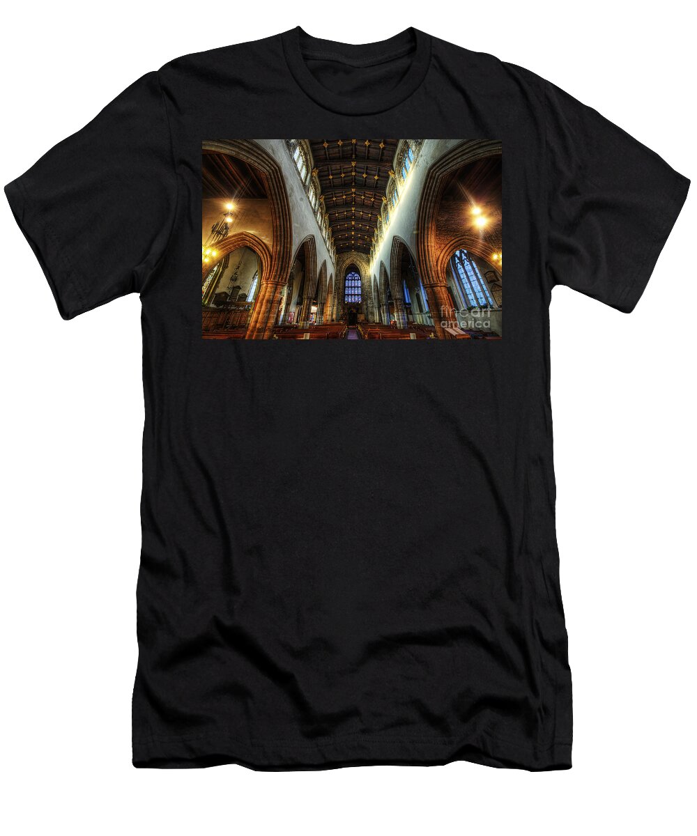 Yhun Suarez T-Shirt featuring the photograph Loughborough Church Ceiling And Nave by Yhun Suarez