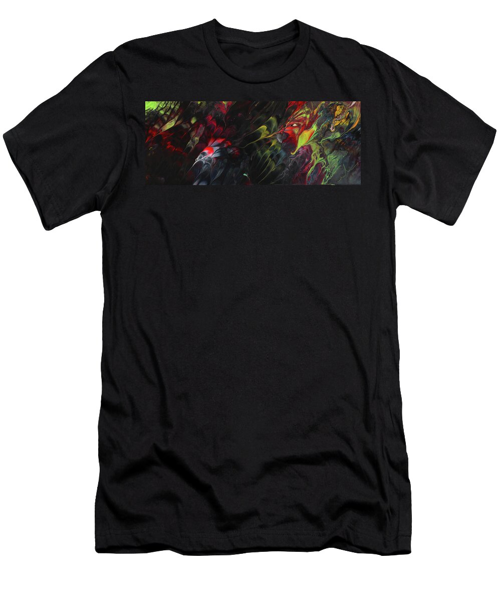 Abstract T-Shirt featuring the painting Lovebirds in The Night 01 by Miki De Goodaboom