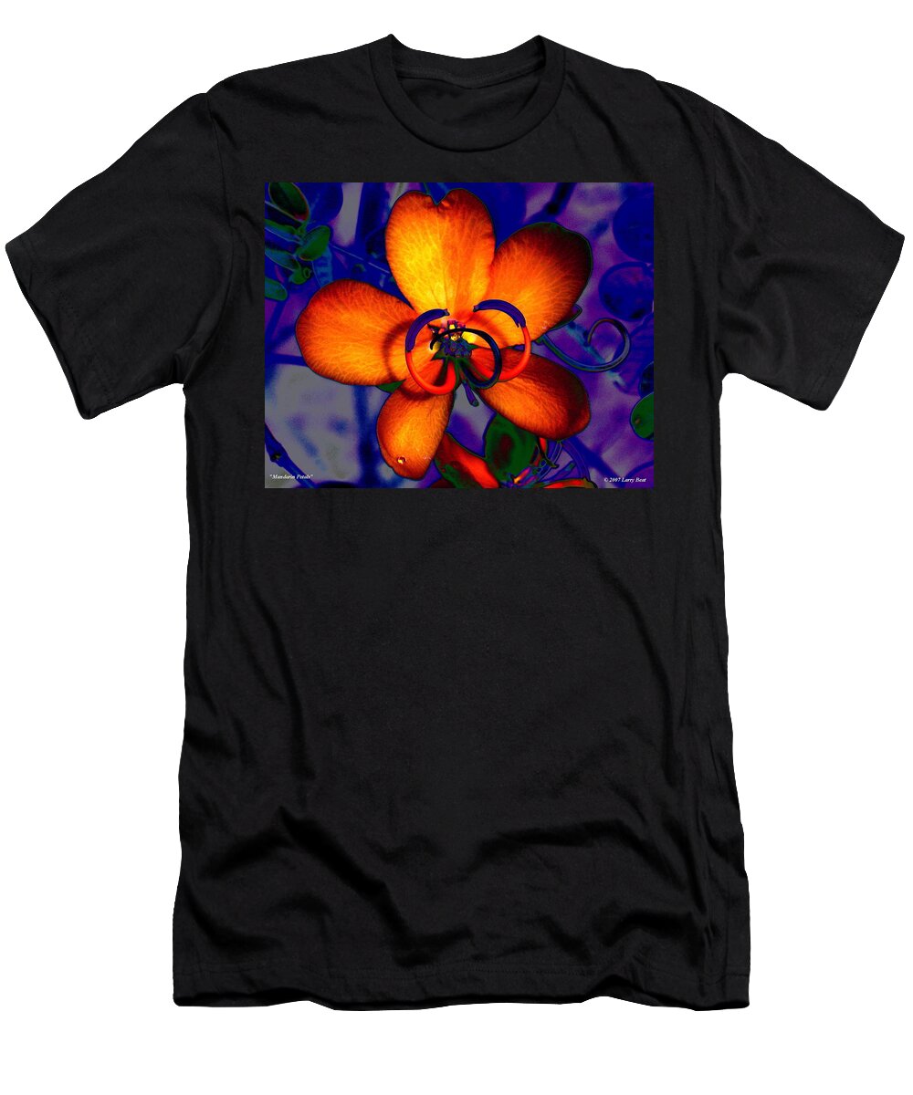 Mandarin T-Shirt featuring the digital art Mandarin Petals by Larry Beat
