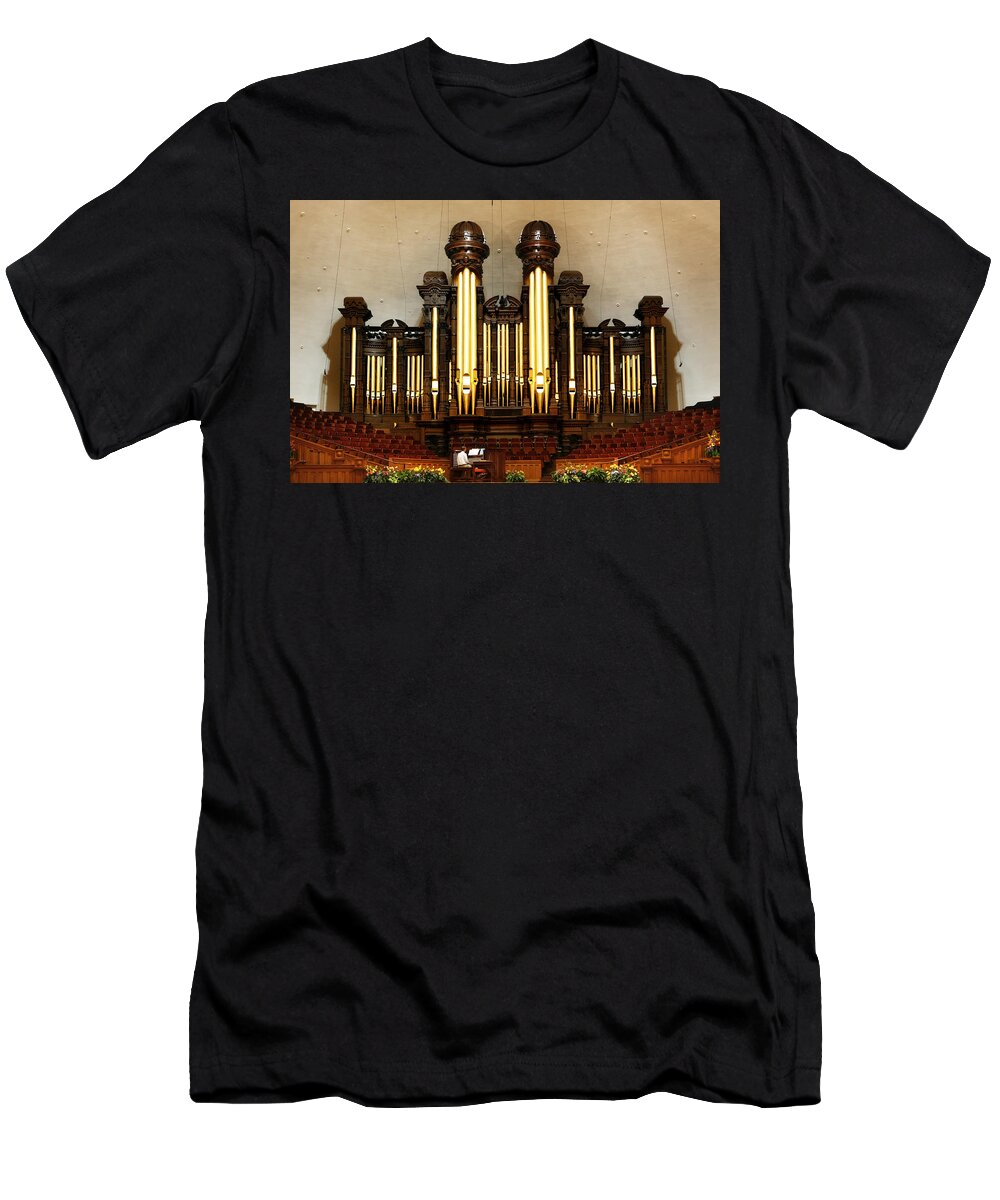 Mormon T-Shirt featuring the photograph Mormon Tabernacle Pipe Organ by Marilyn Hunt
