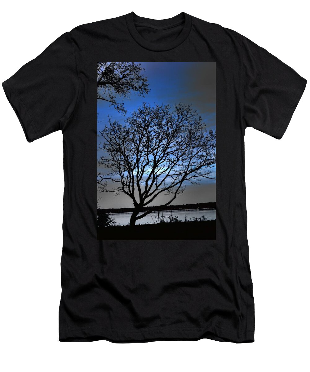Tree T-Shirt featuring the photograph Night on the River by Dan Stone