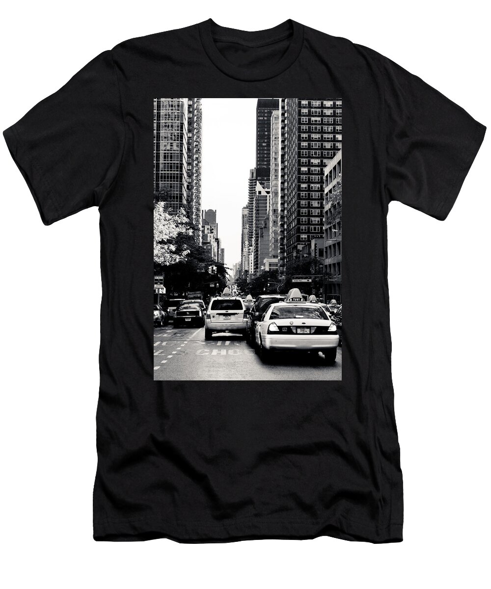 Manhattan T-Shirt featuring the photograph NYC Traffic in Black and White by Anthony Doudt