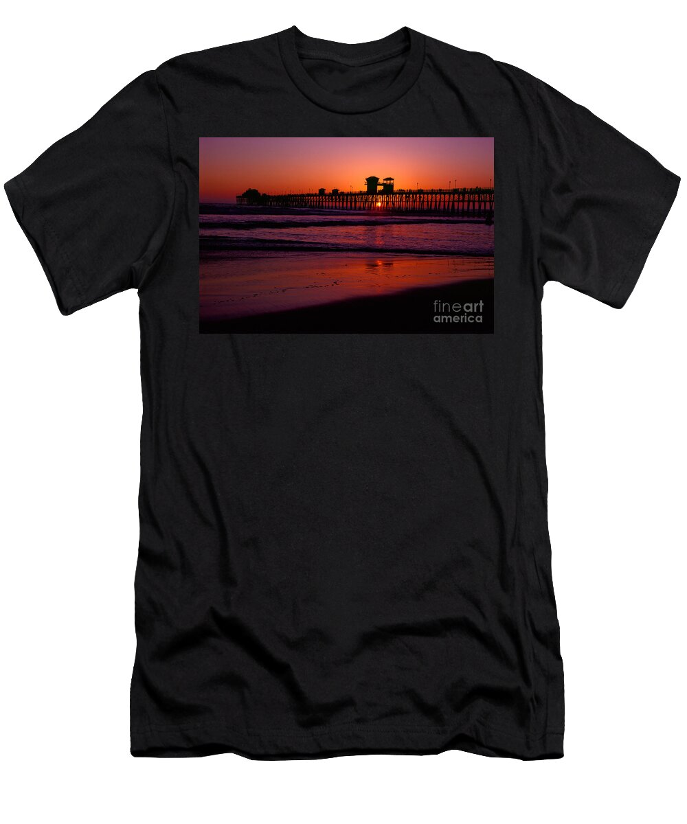 Sunset T-Shirt featuring the photograph Oceanside PIer Sunset by Daniel Knighton